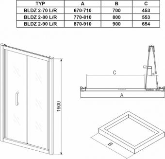 Душові двері RAVAK BLDZ 2-70 транспарент, полір. алюм. X01H10C00Z1: 2