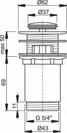 Донний клапан для умивальника з переливом ALCA PLAST A391: 2