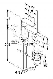Змішувач для умивальника KLUDI PURE&SOLID 343820575: 2