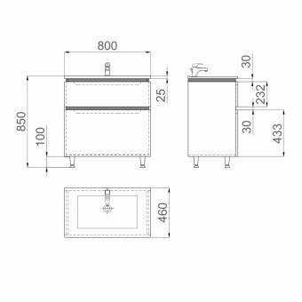 Шафка SANWERK Амата з умивальником Клеа 81см MV0000795: 2