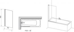 Штора для ванни нерухома RAVAK PVS 1-80 трансп. проф. полір, скло 79840C00Z1: 2
