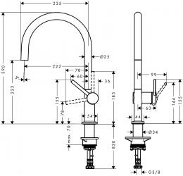 Змішувач для кухні HANSGROHE Talis M54 хром 72804000: 3