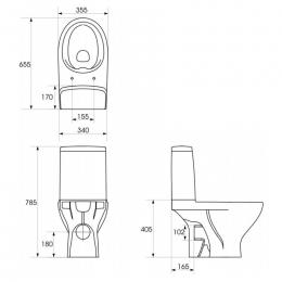 Унитаз компакт без ободка CERSANIT 667 Moduo Clean On гор./ниж. с сиденьем Slim Wrap K116-025: 2