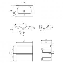 Шафка CERSANIT Moduo Slim 60 + раковина B04 S801-227: 3