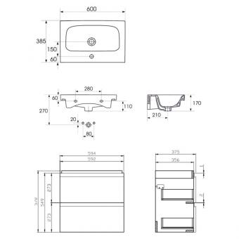 Шафка CERSANIT Moduo Slim 60 + раковина B04 S801-227: 3