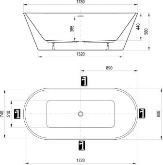 Ванна акрилова RAVAK SOLO 178х80 XC00100025: 4