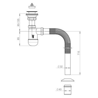 Сифон для раковини Prevex Basic з гофрой  (PR3-D4NF3-004): 2