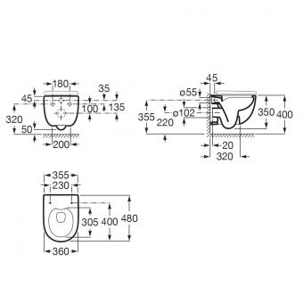 Унітаз підвісний Roca MERIDIAN Rimless з сидінням Slim Urea/Duroplast A34H242000: 2