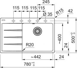 Мийка FRANKE Centro CNG 611-78 TL крило зліва, онікс 114.0630.471: 2