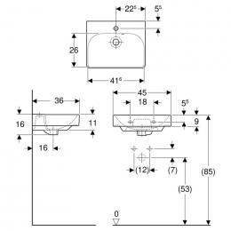 Умивальник GEBERIT Smyle Square 45 см 500.222.01.1: 3