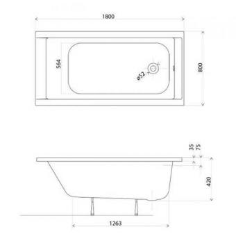 Ванна акрилова KOLO SUPERO 180x80 + ніжки 5362000: 2