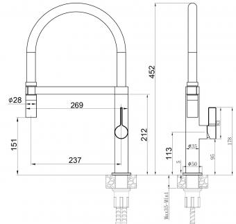 Змішувач для кухні FABIANO FKM 68P SS Inox 8232.401.1020: 2