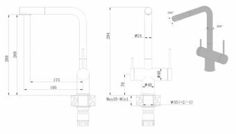 Змішувач для кухні FABIANO FKM 3114 SS Nano Graphite 8231.401.0902: 2