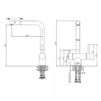 Змішувач для кухні FABIANO FKM 3116P SS Antracit 8231.401.0771: 2