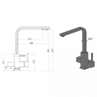 Змішувач для кухні FABIANO FKM 3117 SS Nano Graphite 8231.401.0872: 2