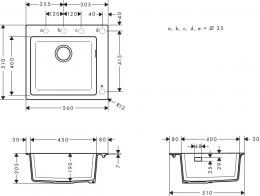 Мойка кухонная HANSGROHE S510-F450 560x510 серий 43312380: 3