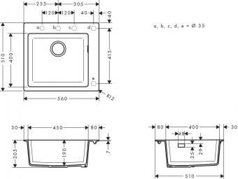 Мойка кухонная HANSGROHE S510-F450 560x510 серий 43312380: 3