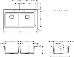 Мийка кухонна HANSGROHE S510-F770 770x415 чорний графіт 43316170: 2