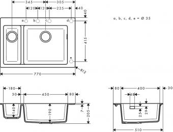 Мийка кухонна HANSGROHE S510-F635 770x415 чорний графіт 43315170: 2