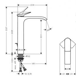 Змішувач для раковини HANSGROHE VIVENIS 75040670: 2