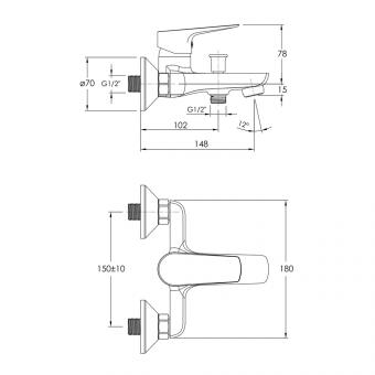 Змішувач для ванни IMPRESE MODUS F03208201SR: 2