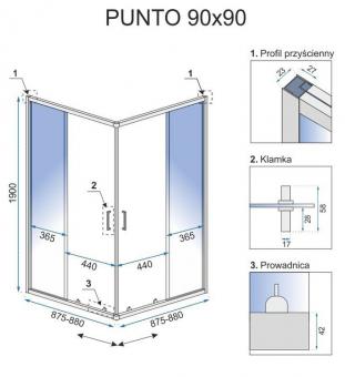 Душова кабіна Rea Punto 90x90 chrom безпечне скло, прозоре REA-K0867: 2