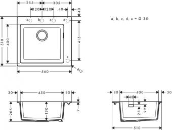 Мийка кухонна HANSGROHE S510-F450 560x510 чорний графіт 43312170: 2