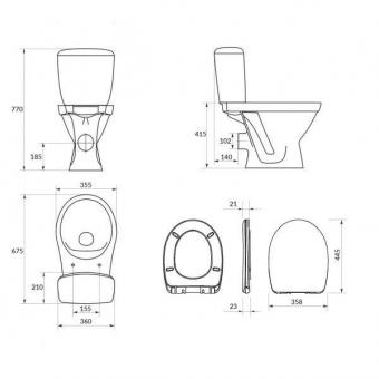 Унітаз компакт-диск CERSANIT CERSANIA SIMPLE ON 011 з сидінням Soft K119-003: 2