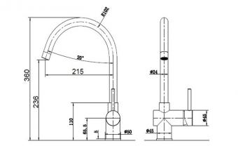 Змішувач для кухні Fabiano FKM 39 SS Antracit 8232.401.0235: 2