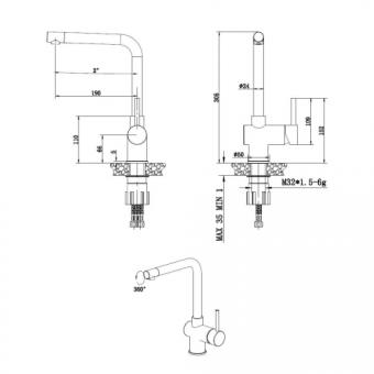 Змішувач для кухні FABIANO FKM 45 SS Inox 8232.401.0189: 2