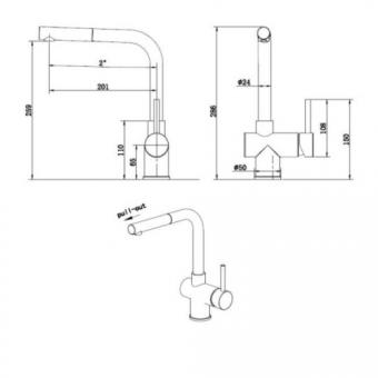 Змішувач для кухні FABIANO FKM 46P SS Inox 8232.401.0193: 3