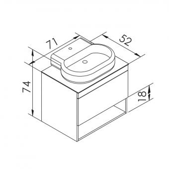 Шафка підвісна IMPRESE BLACK EDGE + умивальник 70 см f32117W: 2