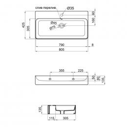 Умивальник підвісний/накладний Qtap Nando 800 QT1211K419W: 1