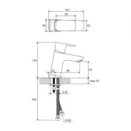 Змішувач для умивальника RAVAK TD F 011.20 X070148: 2