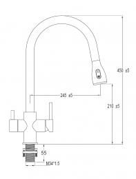 Змішувач для кухні FABIANO FKM 3122 Black Steel 8231.403.1150: 2