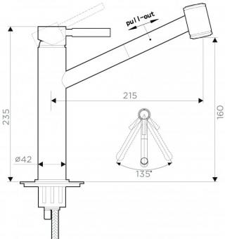 Змішувач для кухні FABIANO FKM 66P Inox 8232.403.0884: 2