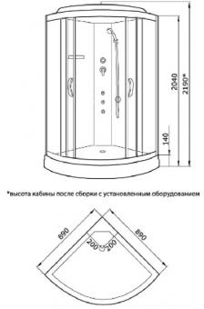 Гідромасажний бокс KO&PO 900x900x2150 126 GJ (90) С10075: 2