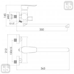 Змішувач для ванни IMPRESE VACLAV f03206410AB: 2