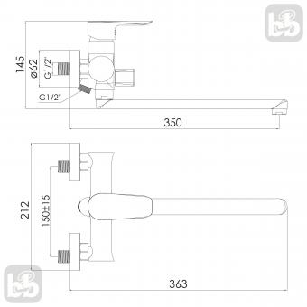 Змішувач для ванни IMPRESE VACLAV f03206410AB: 2