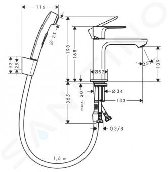 Змішувач для раковини HANSGROHE REBRIS S 72216000: 2