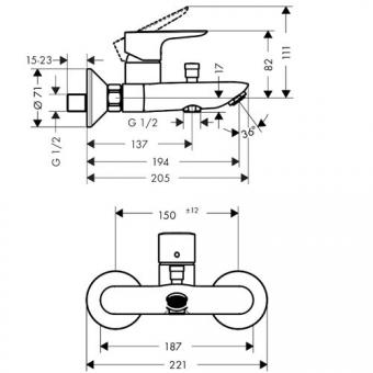 Змішувач для ванни/душу HANSGROHE Talis E 71740670: 2