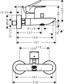 Змішувач для ванни HANSGROHE REBRIS S 72450000: 3