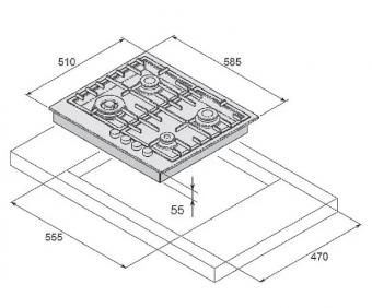 Варильна поверхня газова Fabiano FHG 14-44 VGH-T White Glass 8111.405.0269: 2