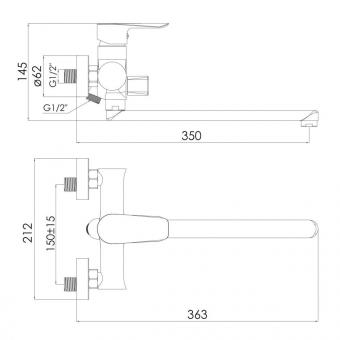 Змішувач для ванни IMPRESE VACLAV f03206403AB: 2