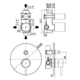 Змішувач для ванни/душу PAFFONI Light LIG015CR: 2