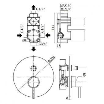 Змішувач для ванни/душу PAFFONI Light LIG015CR: 2