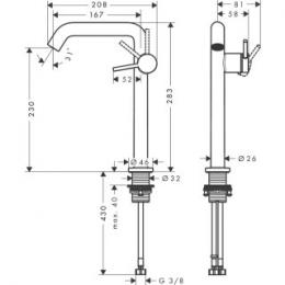 Змішувач для раковини HANSGROHE TECTURIS S 73370140: 2