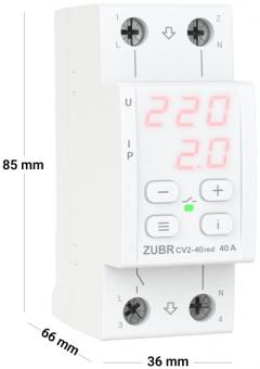 Реле напруги з контролем струму однофазне на 2 модулі ZUBR CV2-40 red (4820120222160): 3