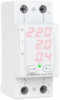 Реле мультифункціональне однофазне на 2 модулі ZUBR MF2-50 red (4820120221774): 1