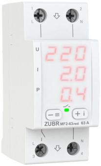 Реле мультифункціональне однофазне на 2 модулі ZUBR MF2-63 red (4820120221781): 1
